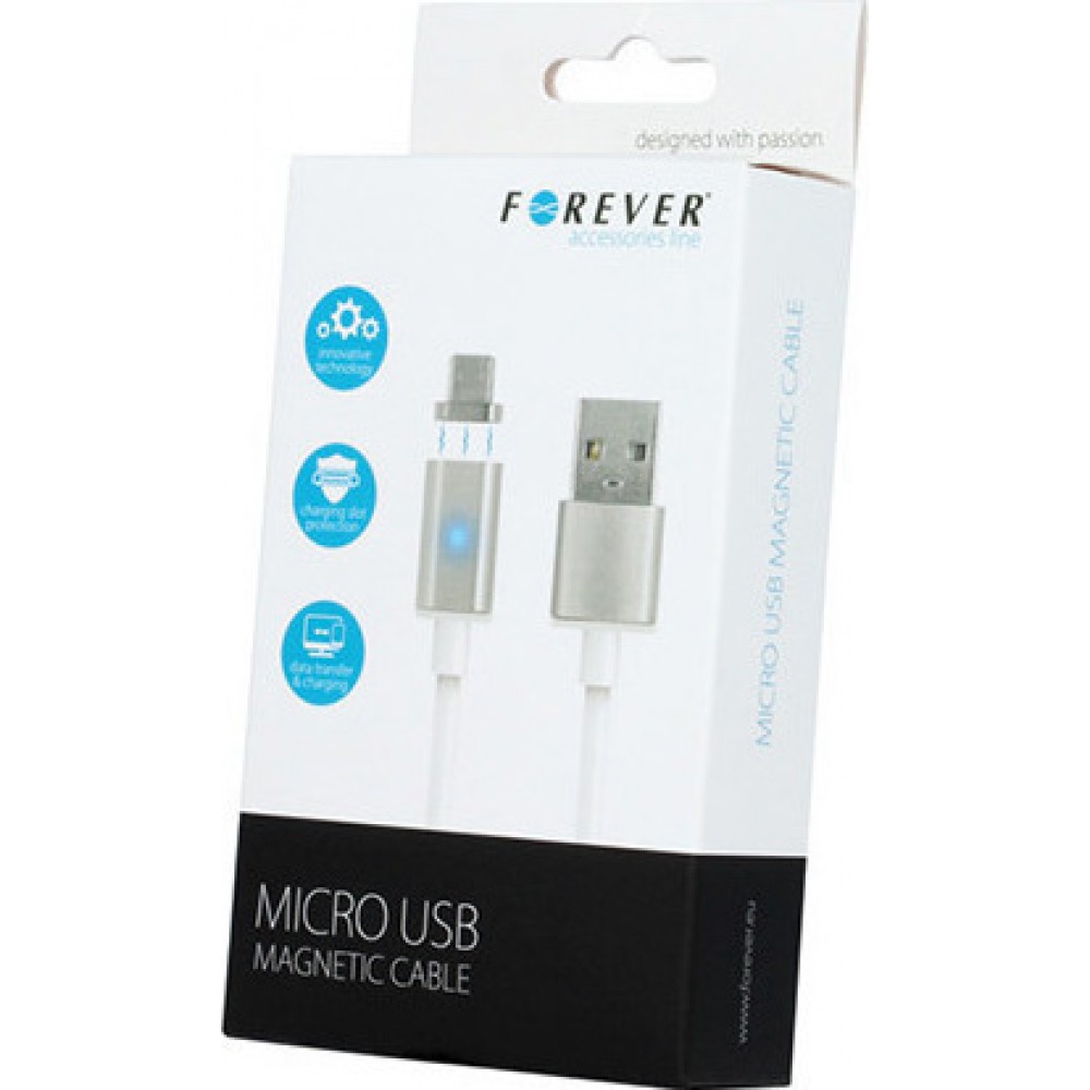 Forever LED Magnetic USB 2.0 to micro USB Cable Λευκό 1m Computers & Office