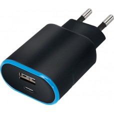 Forever wall charger TC-03 with port USB + type-C black